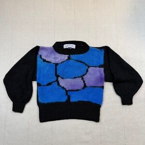 Vintage Sheila Raymond | Abstract Knit Sweater Wool/Angora Blend | Women's M